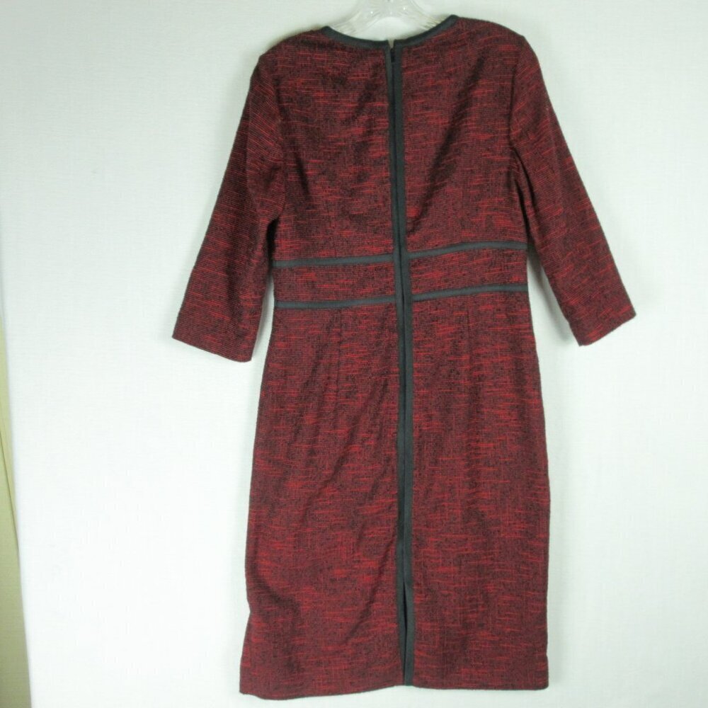 Hobbs of London Florrie Tweed Sheath Business Dress Size 8 Red 1/2 Sleeve - Picture 2 of 14